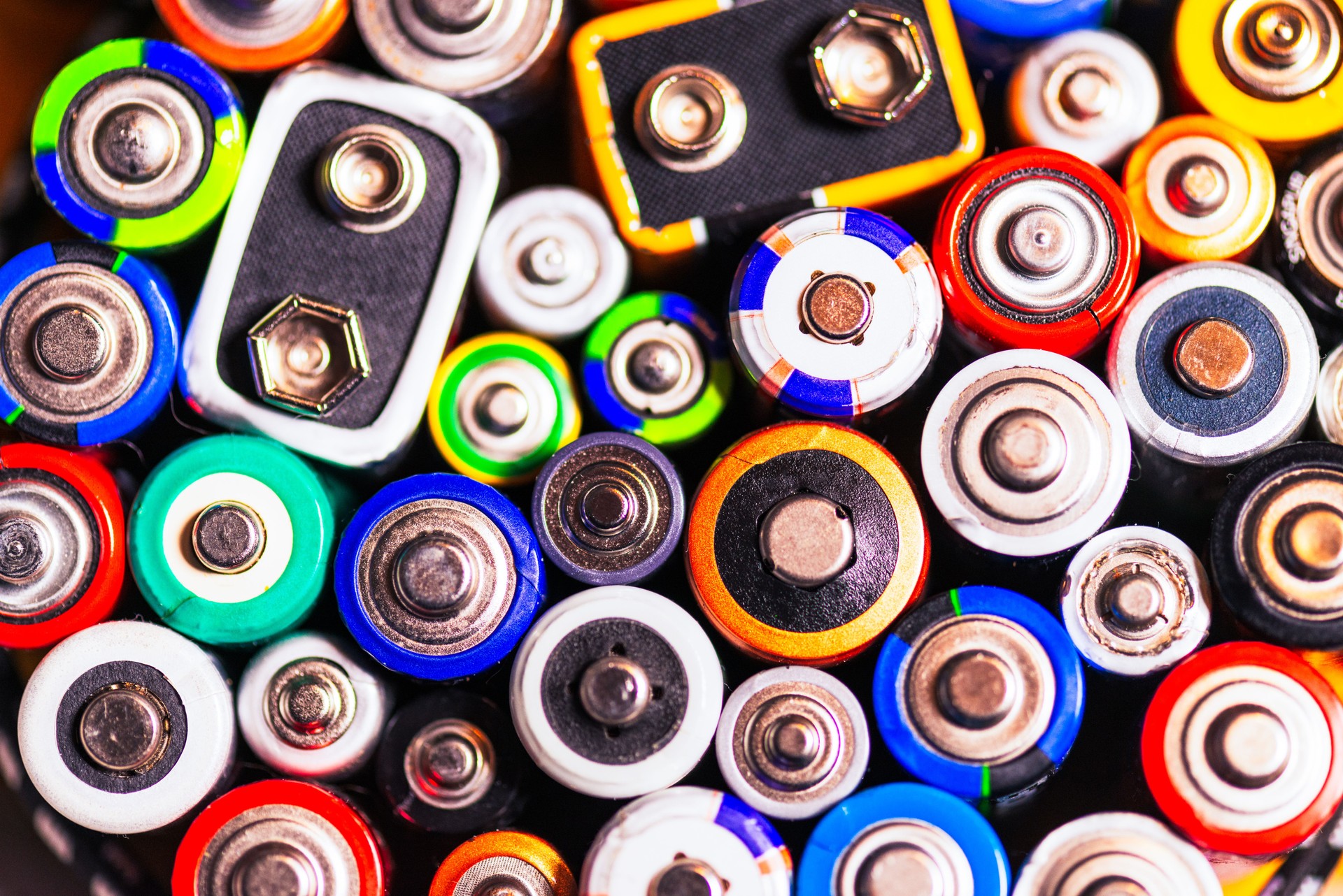 Large group of different batteries